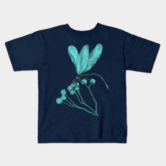 bright blue dragonfly Kids T-Shirt by ArtKsenia